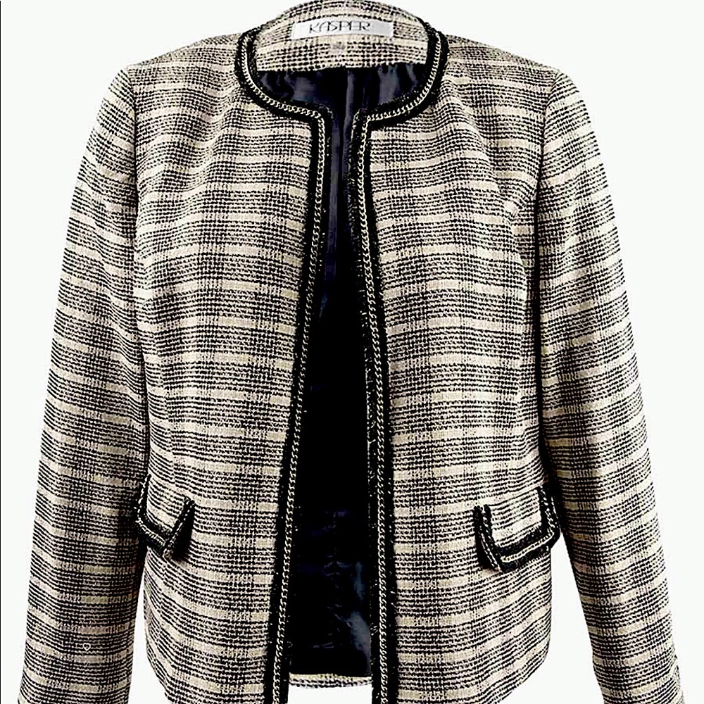 Tweed Blazer with Gold Chain Trim (by Kasper)
